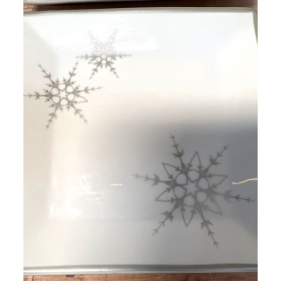 Holiday Snowflake Square Porcelain Plates Set Of 4 - Picture 4 of 5